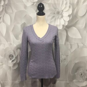 LOFT Sweaters - LOFT Purple Cable Knit V-Neck Sweater S LOFT Sweaters - LOFT Purple Cable Knit V-Neck Sweater S